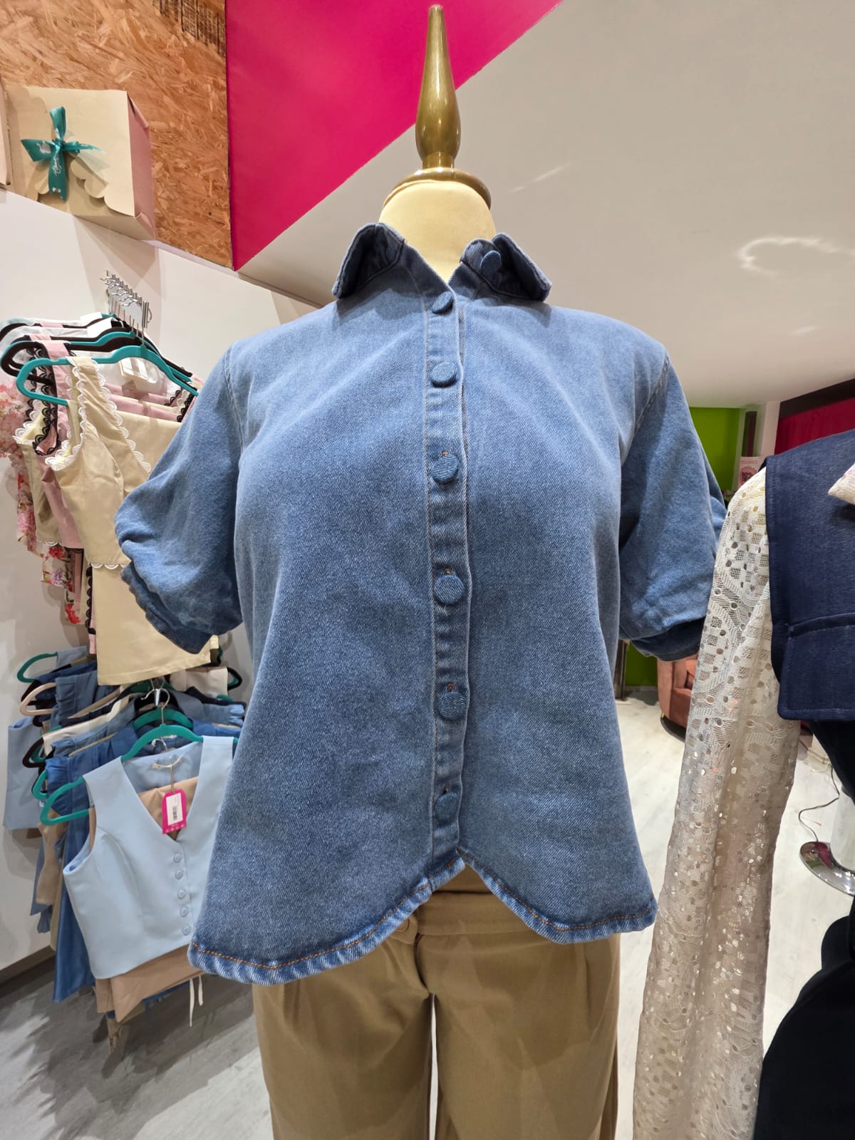 Blusa manga 3/4tos mezclilla