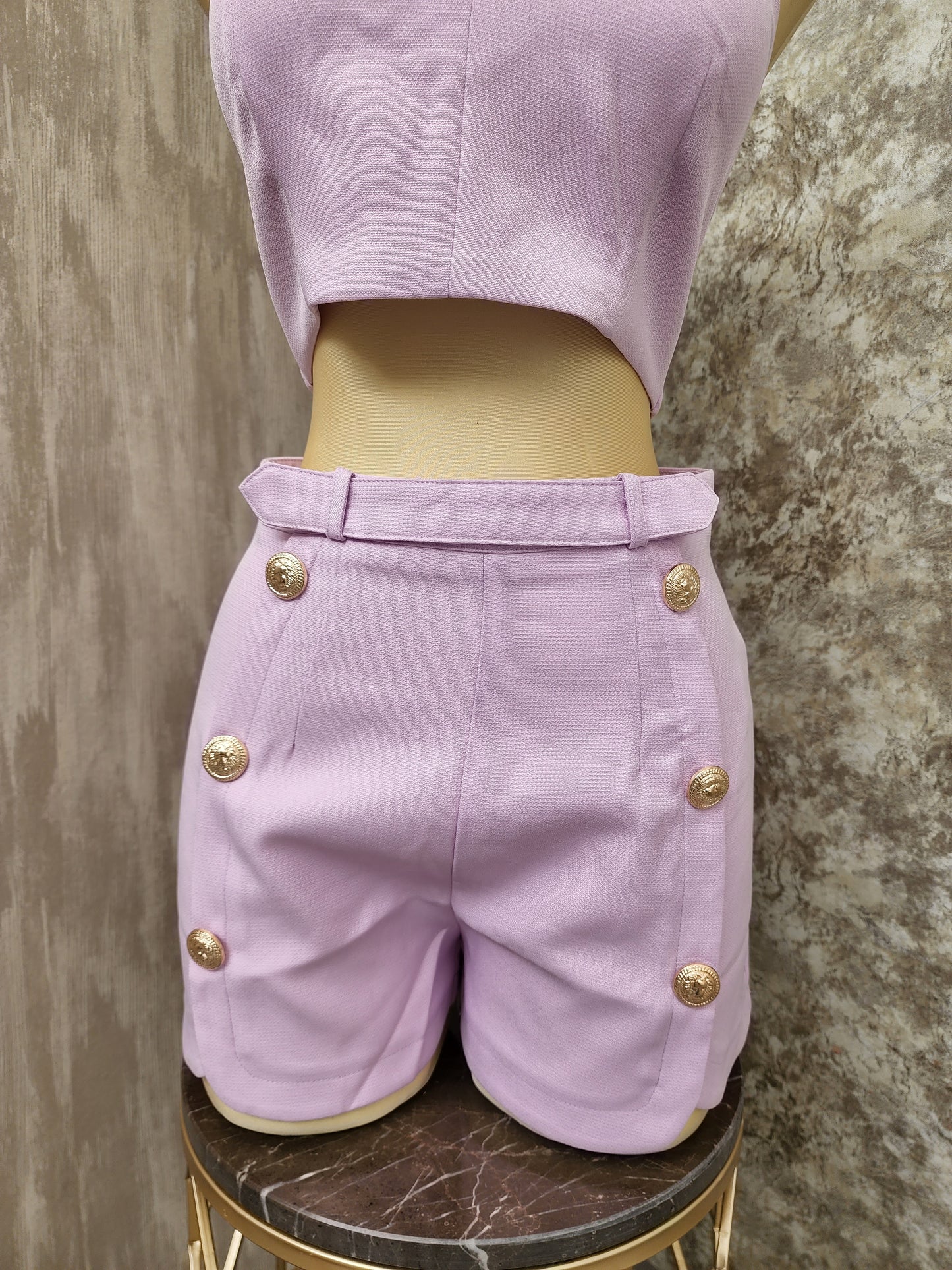 Conjunto de dos piezas Short y blusa lila