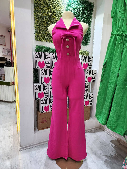 Jumpsuit Fuchsia botones de piedra super strech