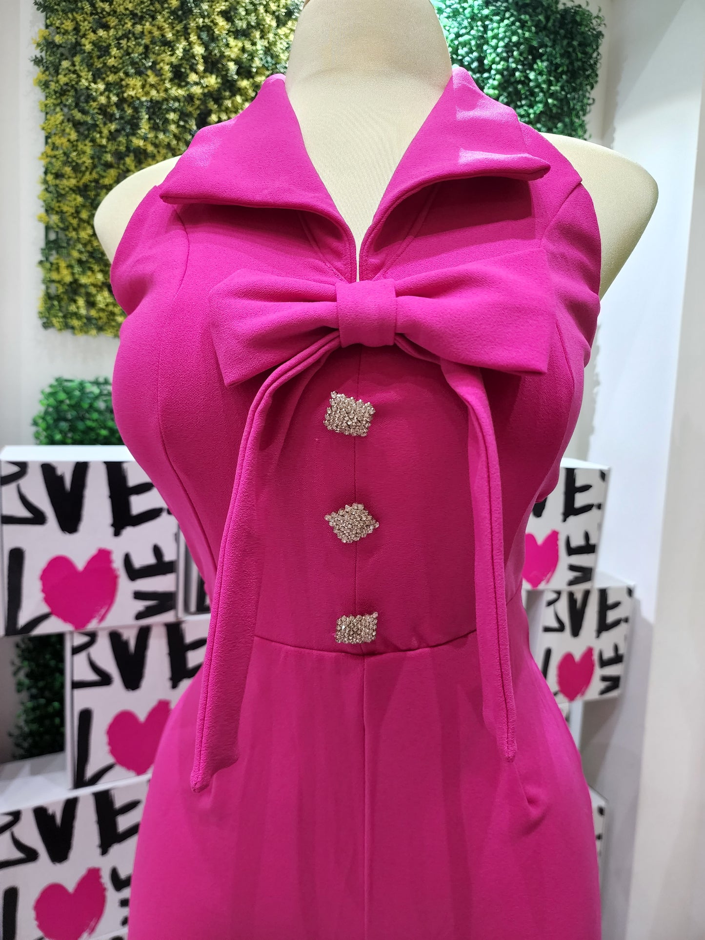 Jumpsuit Fuchsia botones de piedra super strech