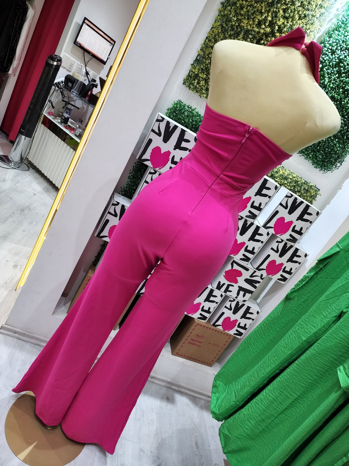 Jumpsuit Fuchsia botones de piedra super strech