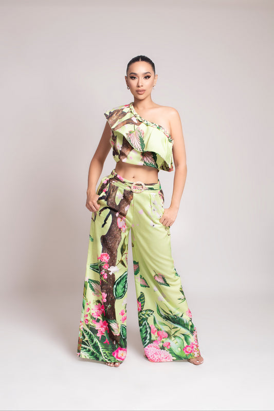 Conjunto dos piezas verde arbol
