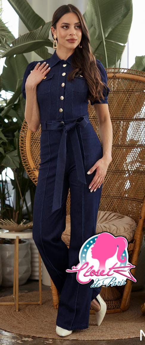 Jumpsuit navy botones dorados