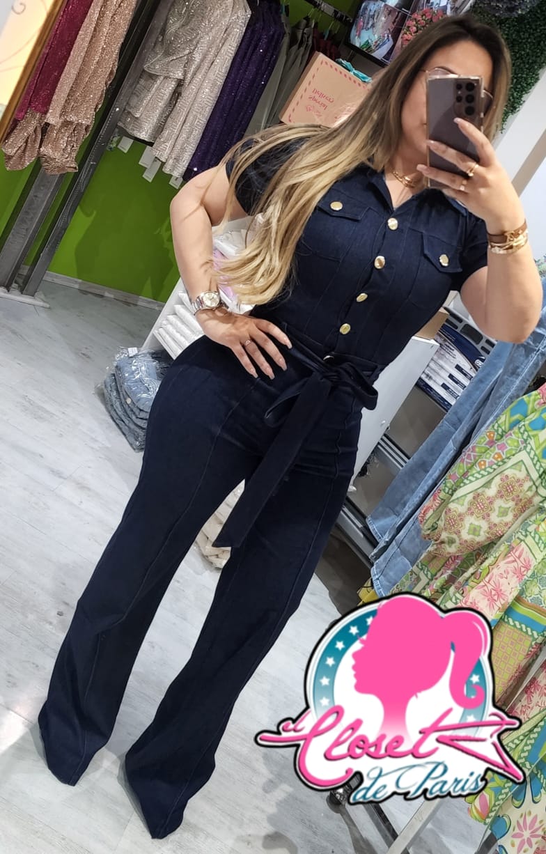 Jumpsuit navy botones dorados