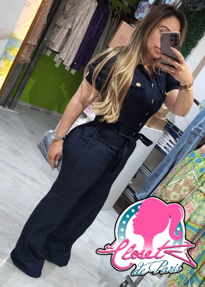 Jumpsuit navy botones dorados