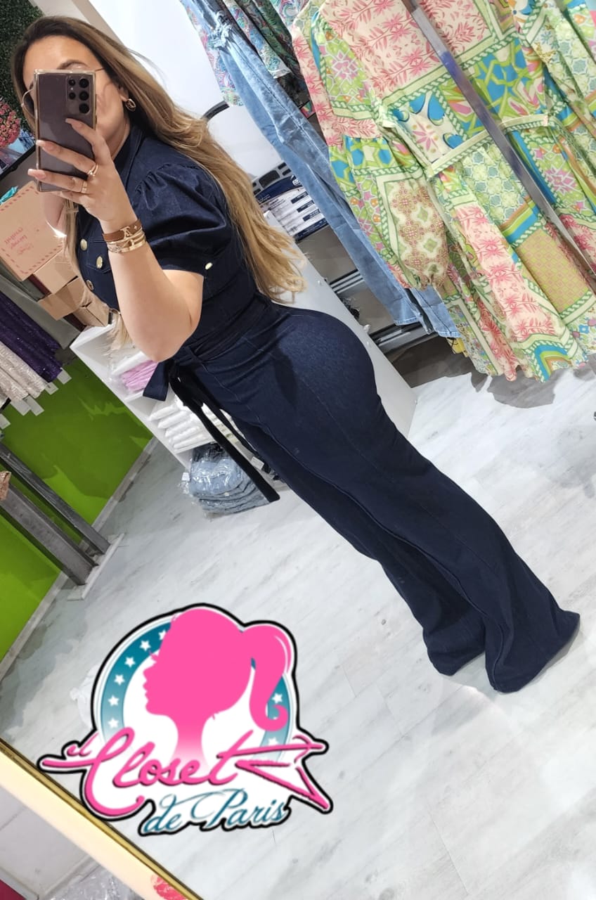 Jumpsuit navy botones dorados