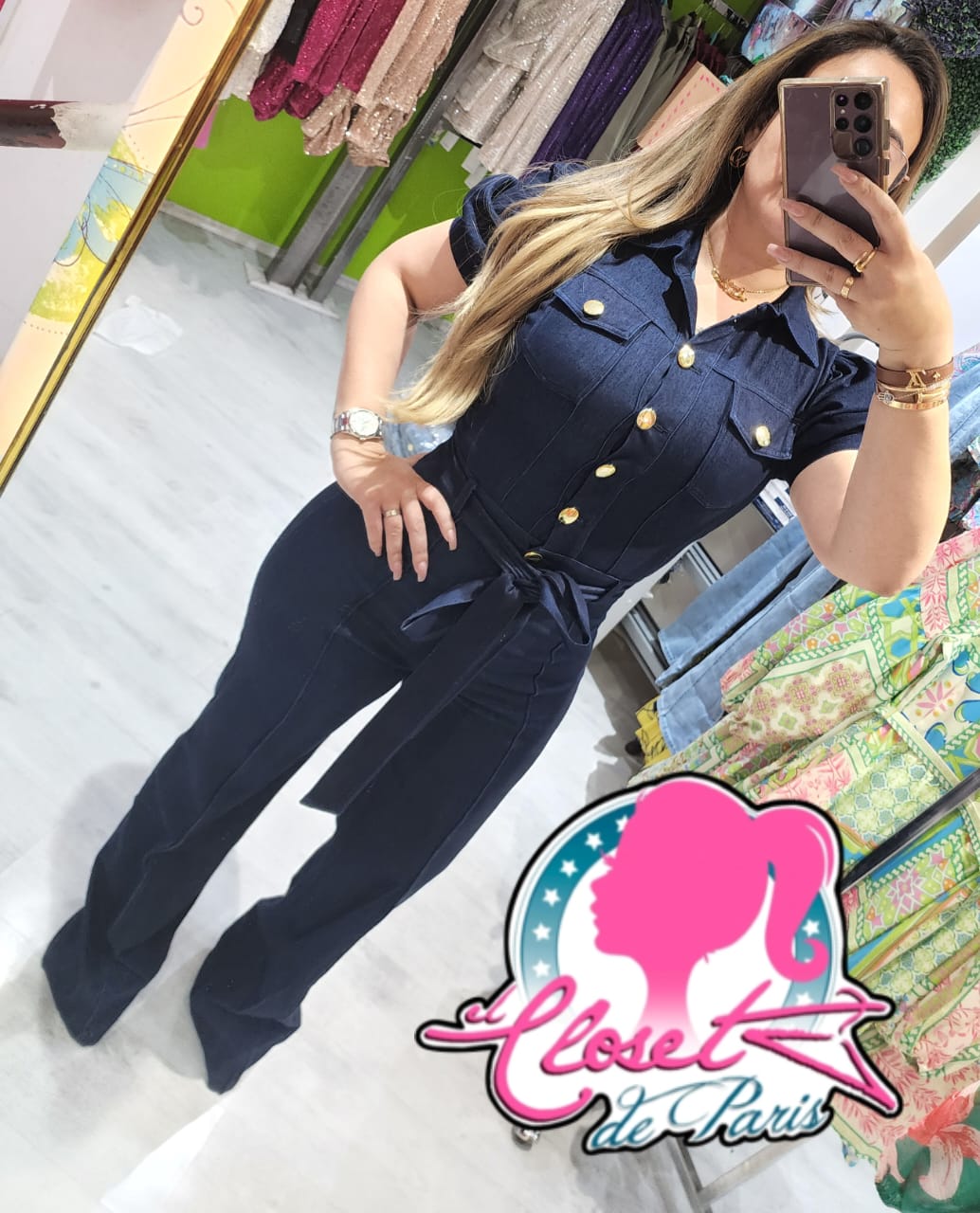 Jumpsuit navy botones dorados