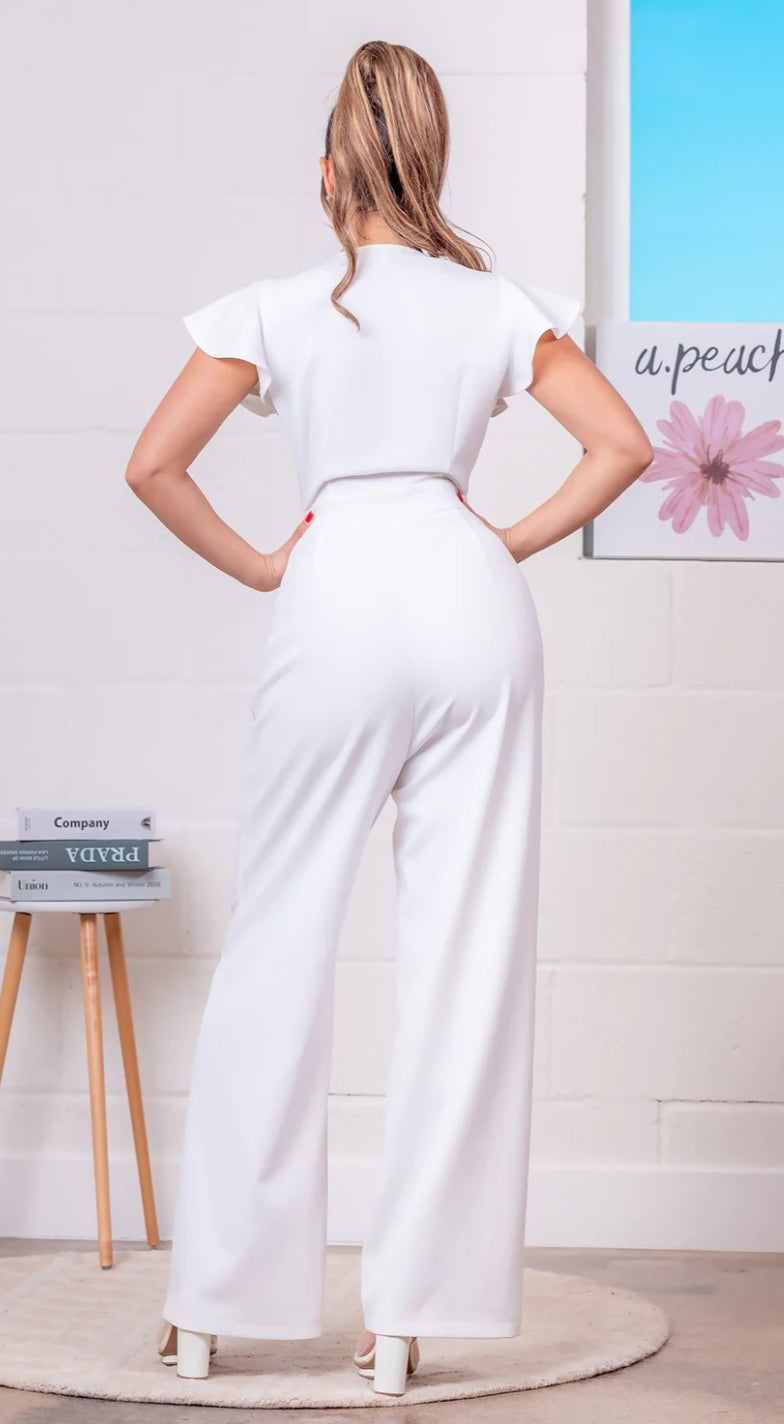 Jumpsuit blanco manga olgada
