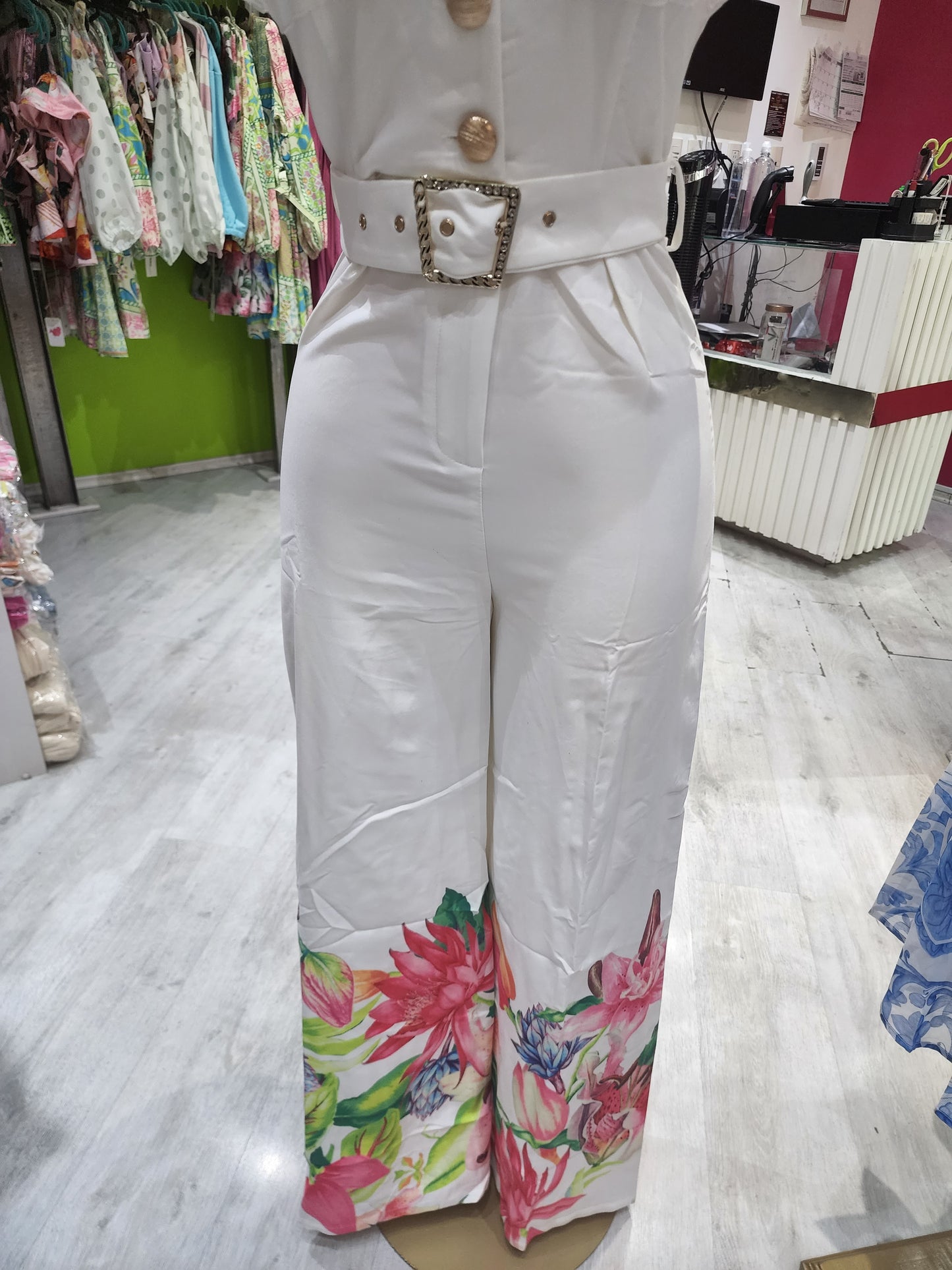 Jumpsuit blanco flores