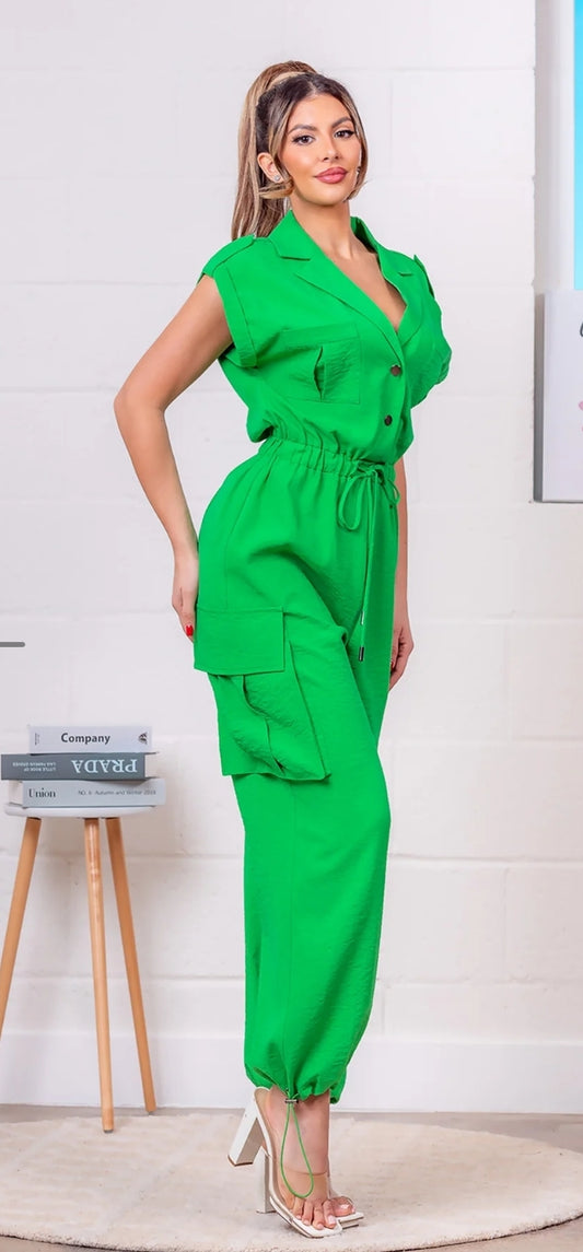 Jumpsuit verde hoja