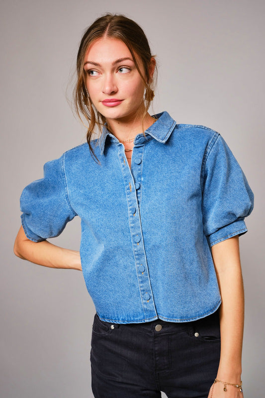Blusa manga 3/4tos mezclilla